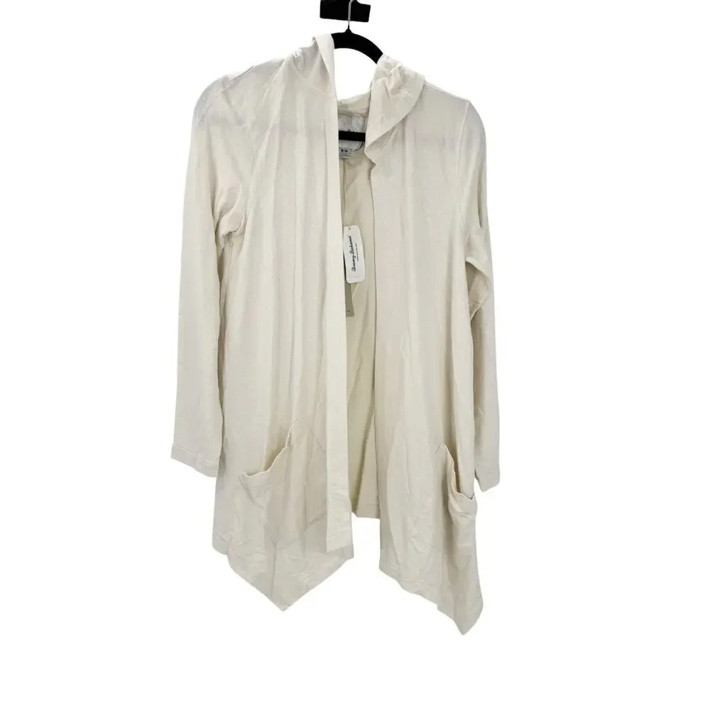 Tommy Bahama Silky Sands Foil Open Shimmer Cardigan Sweater Coconut Size M NWT